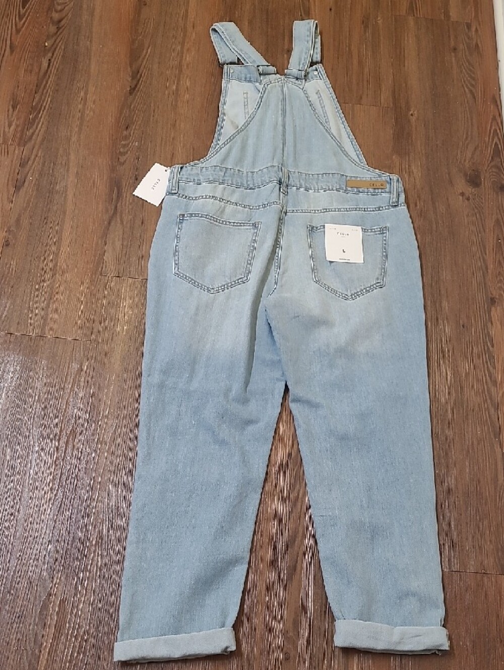 Cello Light Blue Distressed Denim Overalls for Women - Picture 12 of 14